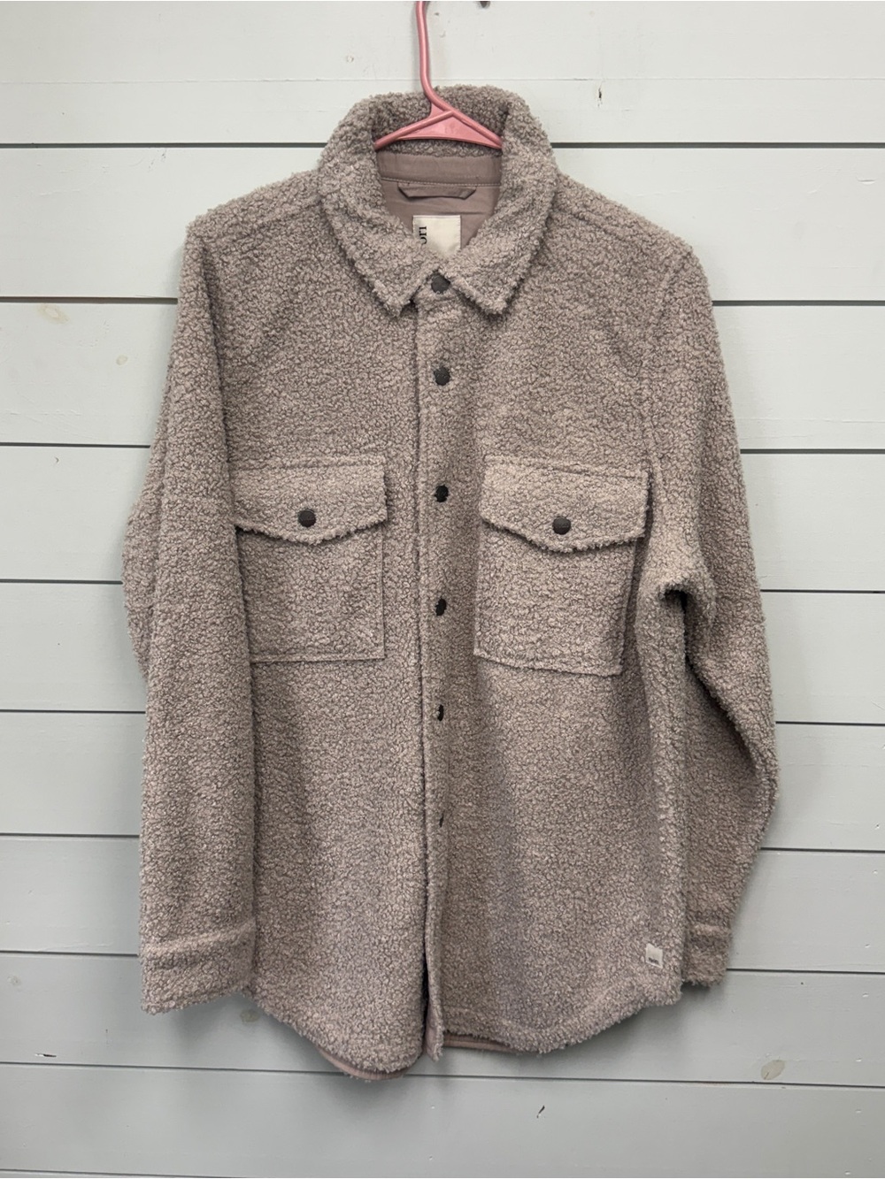 Vuori sycamore Sherpa fleece shirt jacket tan women’s size medium